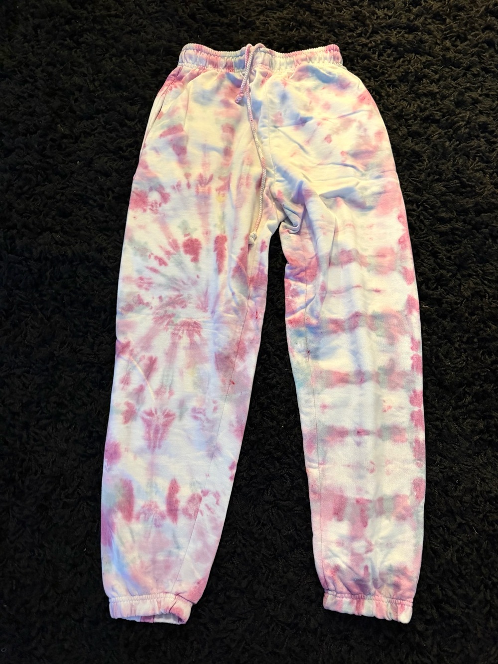 PrettyLittleThing Kids Pink & White Tie-Dye Joggers